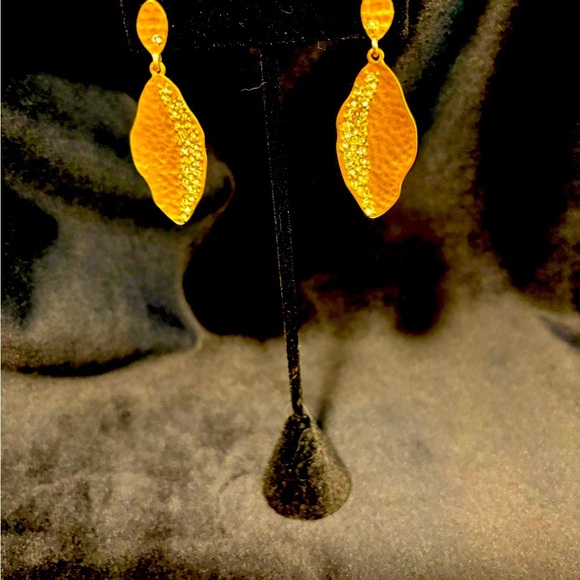 Mia + Tess Sparkle Gold Tone Drop Earrings, 2” Drop - Picture 5 of 5